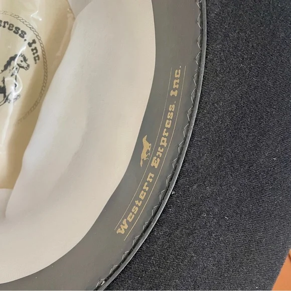 Western Express Inc. Black Felt Cowboy Hat Braided Band & Gold Accents Size 7 - Picture 5 of 9